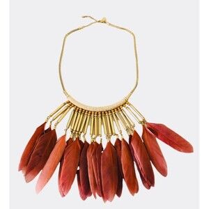 Tribal Boho Beaded And Feathery Necklace